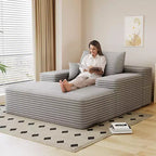 Divano letto imbottito extra-large 68 x 51, in morbida pelliccia sintetica, a forma di nuvola, per soggiorno, color cammello