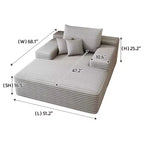Divano letto imbottito extra-large 68 x 51, in morbida pelliccia sintetica, a forma di nuvola, per soggiorno, color cammello