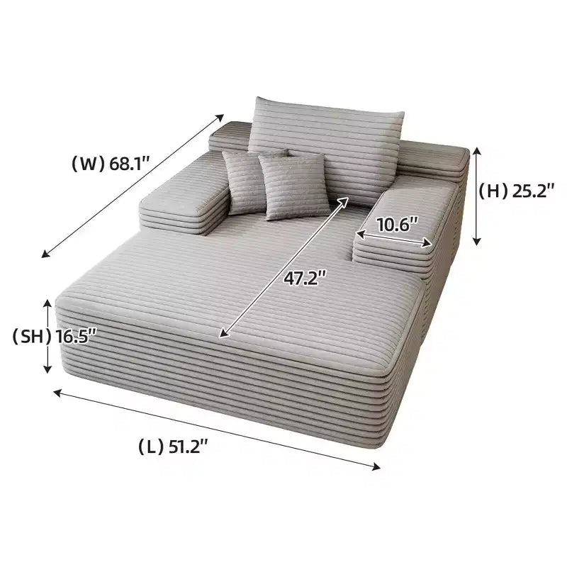 Divano letto imbottito extra-large 68 x 51, in morbida pelliccia sintetica, a forma di nuvola, per soggiorno, color cammello