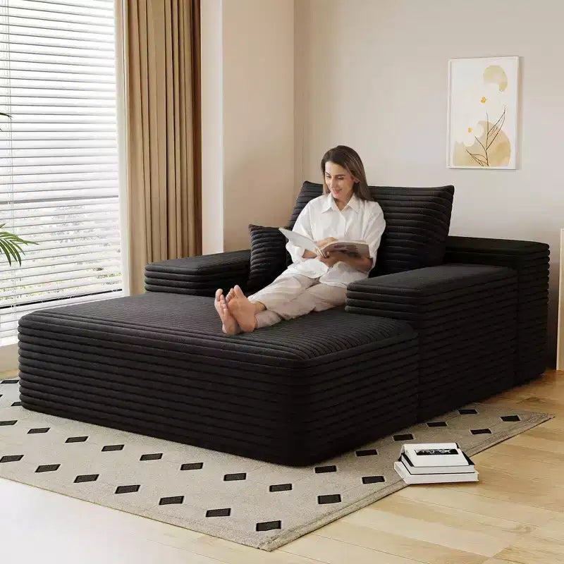 Divano letto imbottito extra-large 68 x 51, in morbida pelliccia sintetica, a forma di nuvola, per soggiorno, color cammello