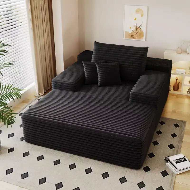 Divano letto imbottito extra-large 68 x 51, in morbida pelliccia sintetica, a forma di nuvola, per soggiorno, color cammello