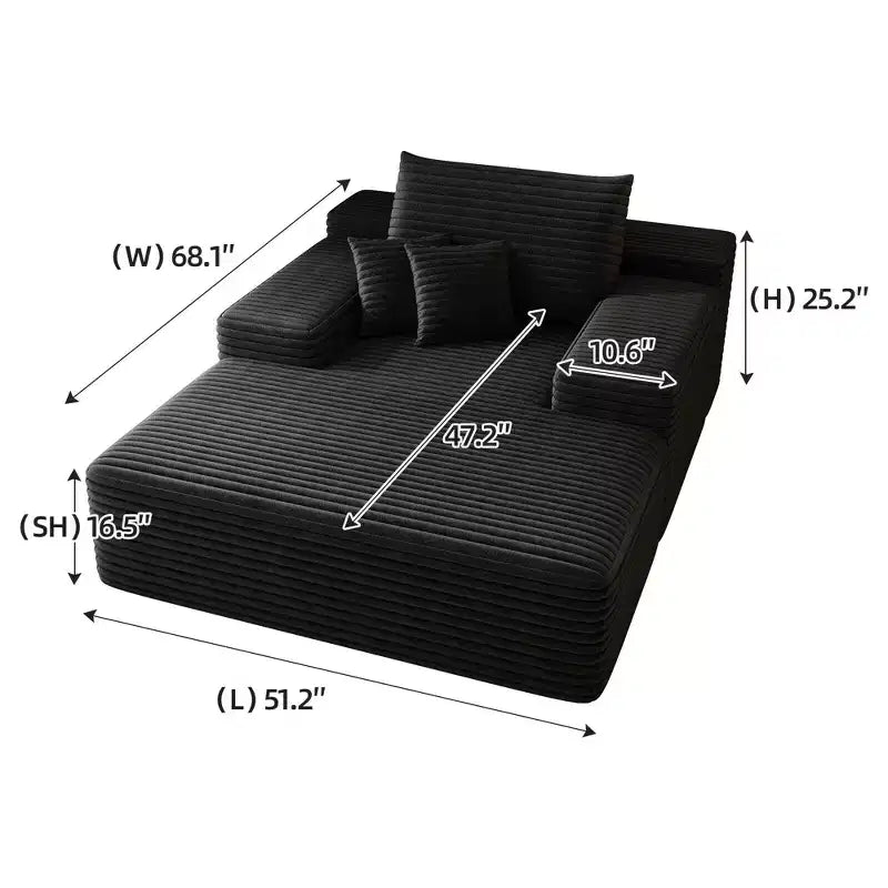 Divano letto imbottito extra-large 68 x 51, in morbida pelliccia sintetica, a forma di nuvola, per soggiorno, color cammello