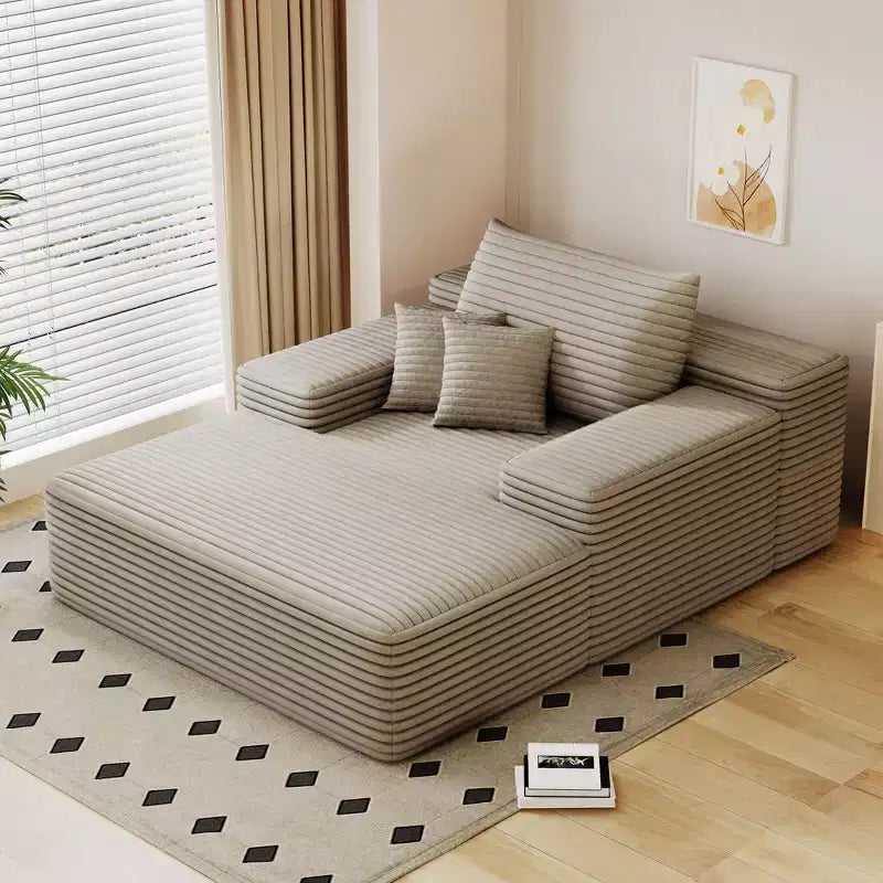 Divano letto imbottito extra-large 68 x 51, in morbida pelliccia sintetica, a forma di nuvola, per soggiorno, color cammello