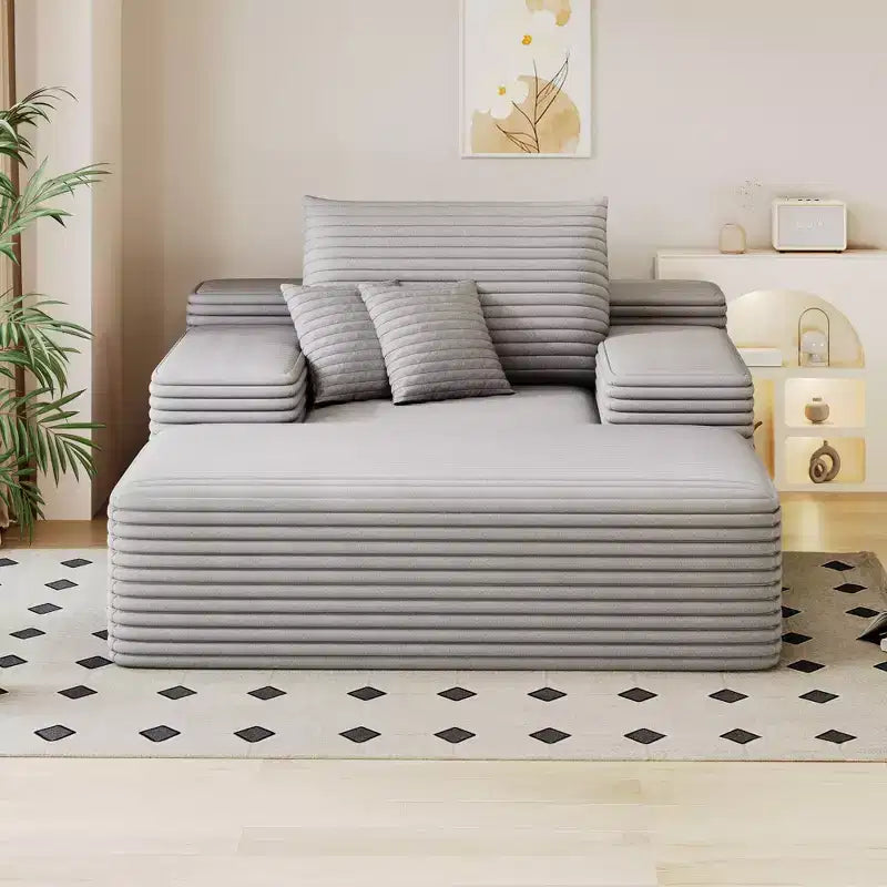 Divano letto imbottito extra-large 68 x 51, in morbida pelliccia sintetica, a forma di nuvola, per soggiorno, color cammello