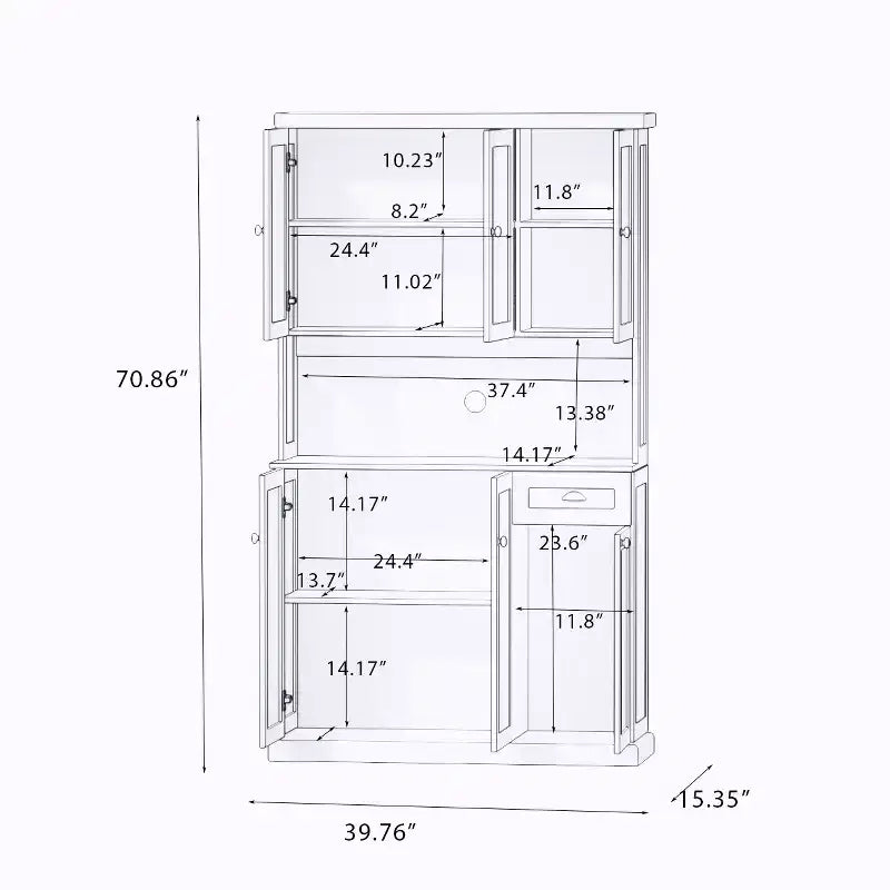 Dispensa in legno da 101 cm con ripiani regolabili