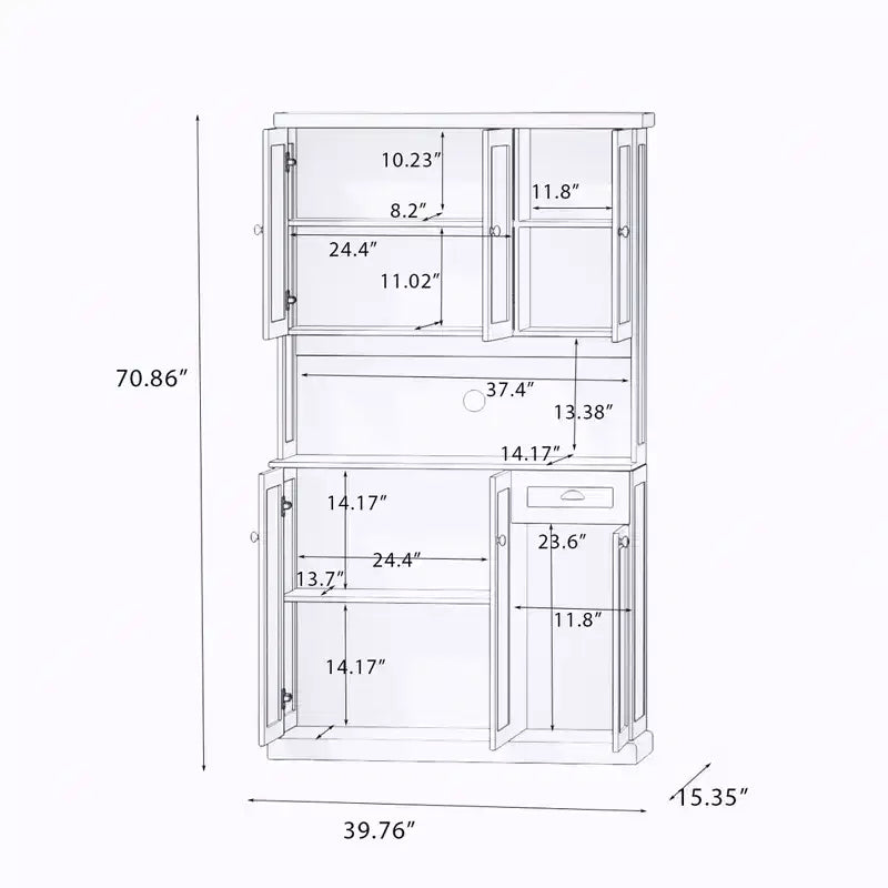 Dispensa in legno da 101 cm con ripiani regolabili