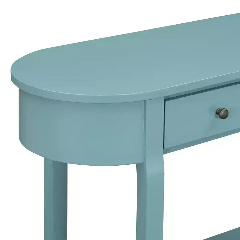 Consolle retrò con design curvo e finitura liscia smaltata per ingressi, soggiorni, corridoi, verde turchese