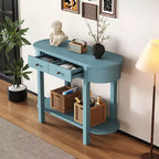 Consolle retrò con design curvo e finitura liscia smaltata per ingressi, soggiorni, corridoi, verde turchese