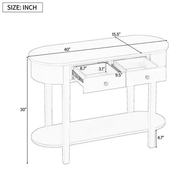 Consolle retrò con design curvo e finitura liscia smaltata per ingressi, soggiorni, corridoi, verde turchese