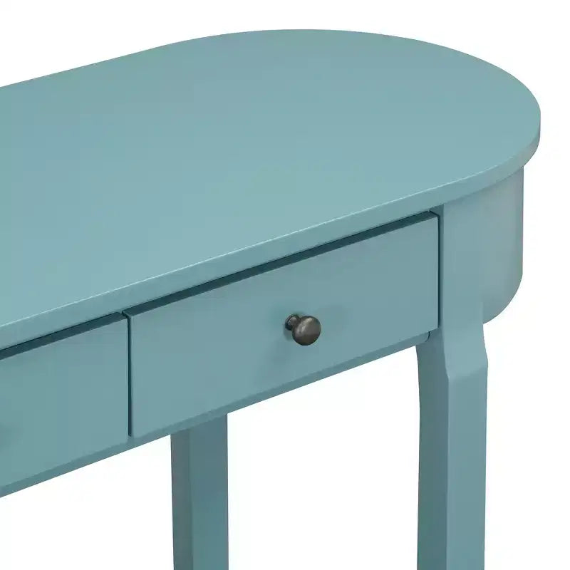 Consolle retrò con design curvo e finitura liscia smaltata per ingressi, soggiorni, corridoi, verde turchese