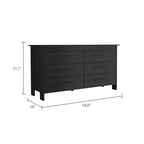 Cassettiera moderna rettangolare Okak per camera da letto con 6 cassetti e maniglie in metallo nero, armadio contenitore spazioso per soggiorno, corridoio, ingresso
