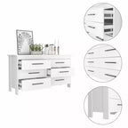 Cassettiera moderna rettangolare Okak per camera da letto con 6 cassetti e maniglie in metallo nero, armadio contenitore spazioso per soggiorno, corridoio, ingresso