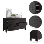 Cassettiera moderna rettangolare Okak per camera da letto con 6 cassetti e maniglie in metallo nero, armadio contenitore spazioso per soggiorno, corridoio, ingresso