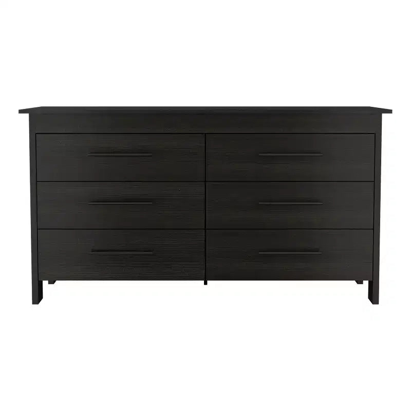 Cassettiera moderna rettangolare Okak per camera da letto con 6 cassetti e maniglie in metallo nero, armadio contenitore spazioso per soggiorno, corridoio, ingresso