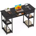 Computer Desk with Storage, Small Home Office Writing Study PC Table with Fabric Side Bag & Headphone Hook, Metal Frame (47.24 x 15.75 x 30.59)