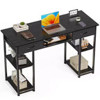 Computer Desk with Storage, Small Home Office Writing Study PC Table with Fabric Side Bag & Headphone Hook, Metal Frame (47.24 x 15.75 x 30.59)