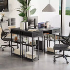 Scrivania per Computer con Ripiani, Piccolo Tavolo da Studio/Ufficio per PC con Borsa Laterale in Tessuto e Gancio per Cuffie, Struttura in Metallo (47.24 x 15.75 x 30.59)