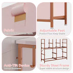 Comodino con Struttura in Acciaio e Piano in Legno, Cassettiera a 10 Cassetti in Tessuto per Camera da Letto, Camera dei Bambini e Armadio