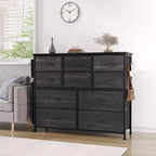 10-Drawer Fabric Storage Tower - Steel Frame Dresser w/Wood Top for Bedroom, Kids Room & Closet