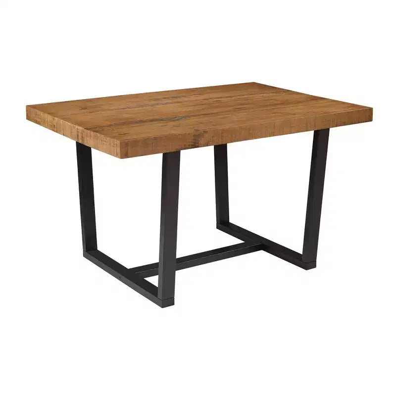 Tavolo da pranzo rettangolare 72/52 pollici con piano in legno massello invecchiato e struttura in metallo a giorno per sala da pranzo