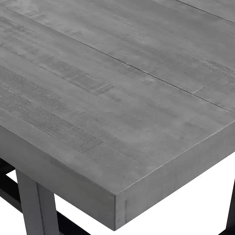 Tavolo da pranzo rettangolare 72/52 pollici con piano in legno massello invecchiato e struttura in metallo a giorno per sala da pranzo