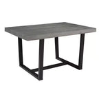Tavolo da pranzo rettangolare 72/52 pollici con piano in legno massello invecchiato e struttura in metallo a giorno per sala da pranzo