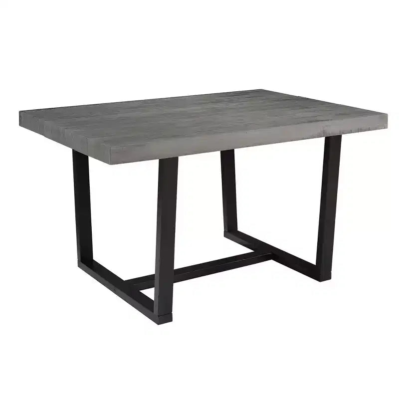 Tavolo da pranzo rettangolare 72/52 pollici con piano in legno massello invecchiato e struttura in metallo a giorno per sala da pranzo