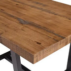 Tavolo da pranzo rettangolare 72/52 pollici con piano in legno massello invecchiato e struttura in metallo a giorno per sala da pranzo