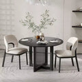 46 inch Round Black Rattan Dining Table for 4-6 People Suitable for Dining Room and Living Room
