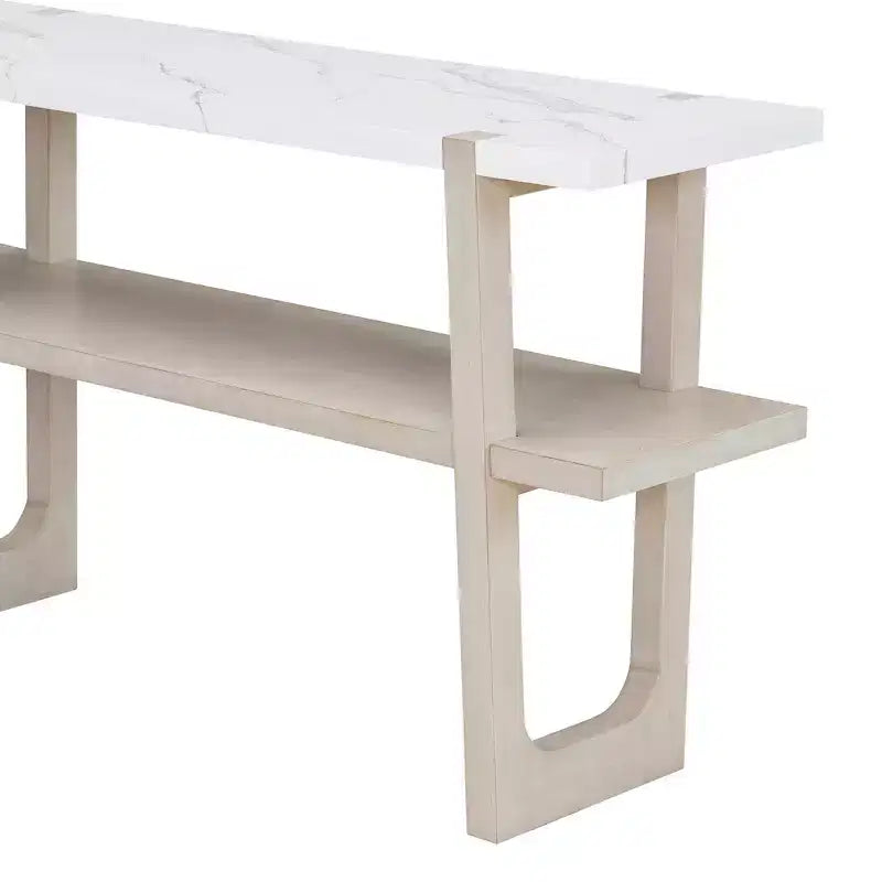 Consolle con ripiano effetto marmo e ripiano aperto per corridoio e soggiorno, grigio