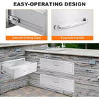 Cassetto da Esterno per Cucina, Cassetto Contenitore in Acciaio Inox Resistente alle Intemperie con Guide di Scorrimento Morbide Bordi Lisci, Cassetto per Barbecue da Esterno per Grigliate in Patio