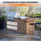Cassetto da Esterno per Cucina, Cassetto Contenitore in Acciaio Inox Resistente alle Intemperie con Guide di Scorrimento Morbide Bordi Lisci, Cassetto per Barbecue da Esterno per Grigliate in Patio