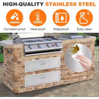 Cassetto da Esterno per Cucina, Cassetto Contenitore in Acciaio Inox Resistente alle Intemperie con Guide di Scorrimento Morbide Bordi Lisci, Cassetto per Barbecue da Esterno per Grigliate in Patio