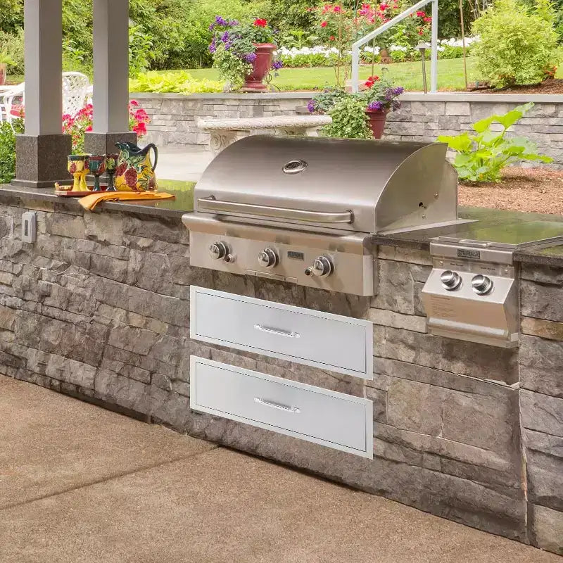 Cassetto da Esterno per Cucina, Cassetto Contenitore in Acciaio Inox Resistente alle Intemperie con Guide di Scorrimento Morbide Bordi Lisci, Cassetto per Barbecue da Esterno per Grigliate in Patio