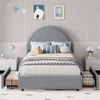 Double Bed Frame with Padded Bed Ring and Lambswool Headboard Platform, Cloud-Like Bed Frame with Soft Rounded Corners, Easy to Assemble