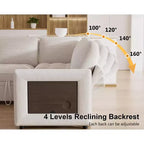 Divano Letto Modulare a 7 Posti a L con Letto Estraibile, Schienali Reclinabili/Porte USB/Luce LED/Tavolino Laterale e Pouf, in ciniglia