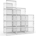 12 PCS Shoe Organizer, Clear Plastic Stackable Shoe Organizer for Closet, Clear Plastic Stackable Shoe Box for Entryway Space Saving Collapsible