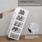 Scatola Porta Scarpe, Organizer per Scarpe Trasparente Impilabile in Plastica da 12 Pezzi, Scatole Porta Scarpe Pieghevoli Salvaspazio per Ingresso e Armadio