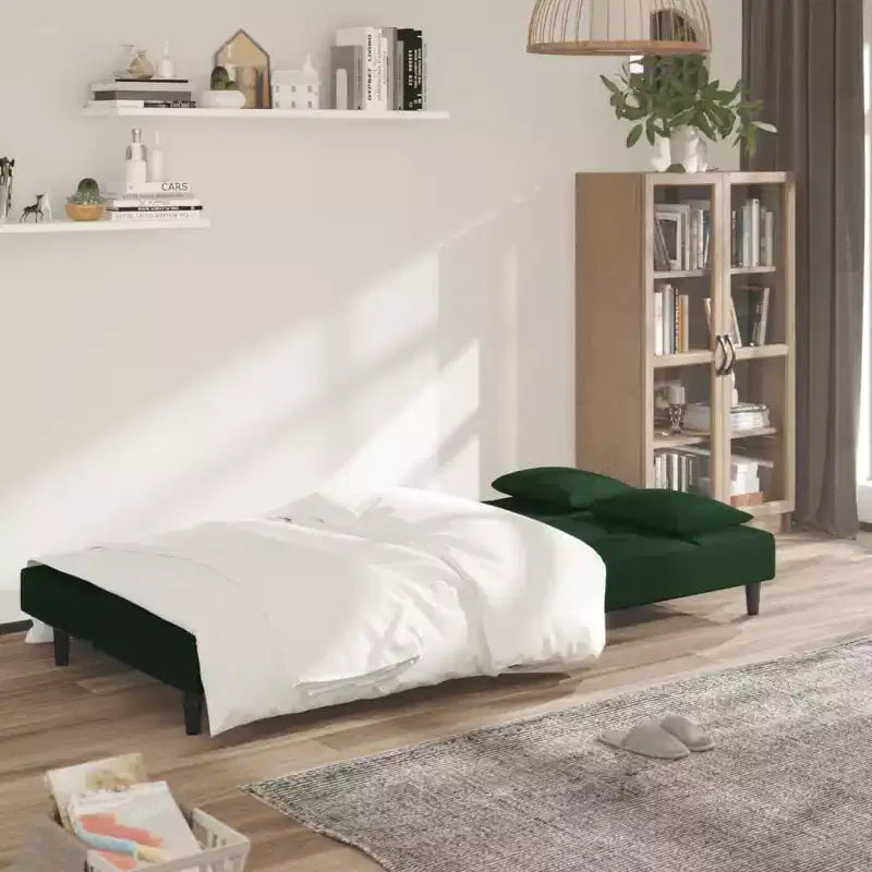 Divano letto a 2 posti con due cuscini