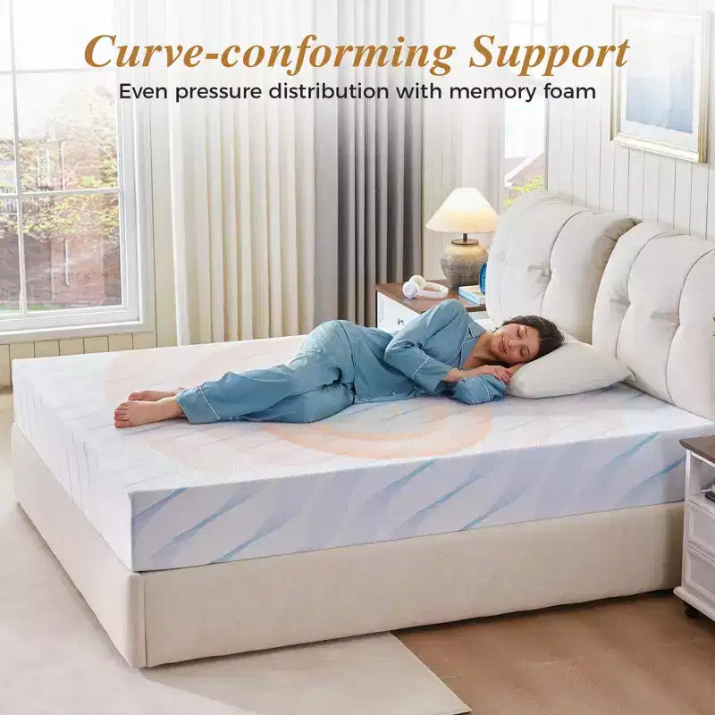 Materasso in Memory Foam Misura Matrimoniale Francese, Materasso in Memory Foam con Gel Rinfrescante da 25 cm in Scatola, Rigidità Media