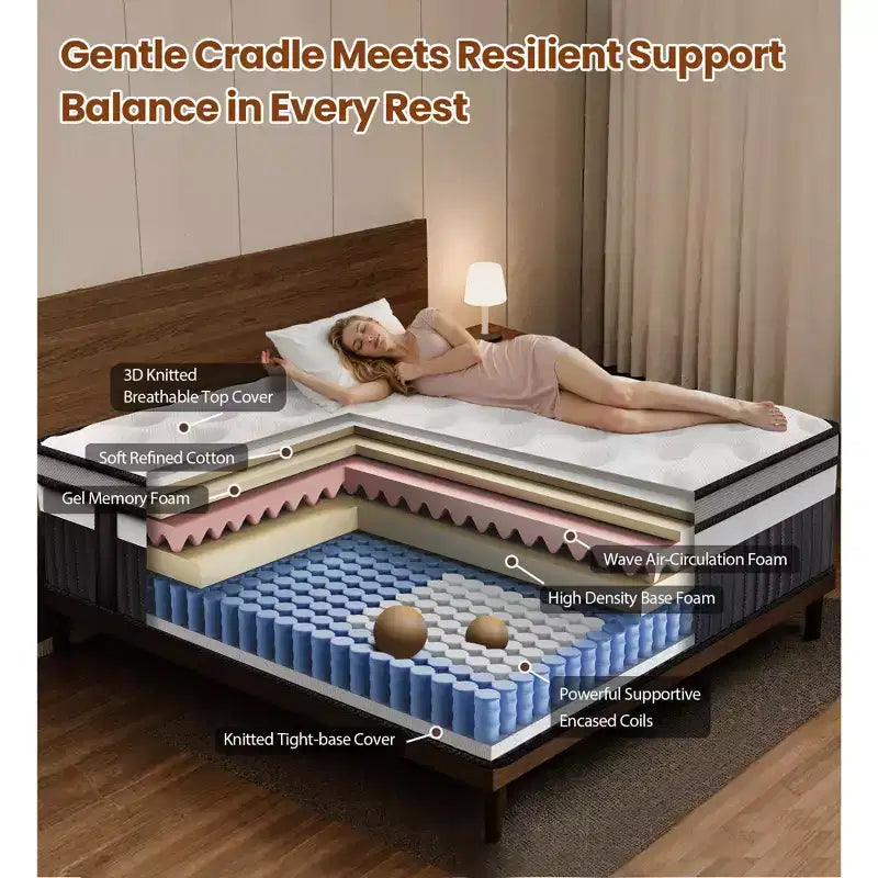 Materasso King Size Ibrido in Scatola, Materasso in Memory Foam 35cm per Sonno Confortevole e Sollievo dalla Pressione, Certificato CertiPUR-US