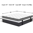 Materasso King Size Ibrido in Scatola, Materasso in Memory Foam 35cm per Sonno Confortevole e Sollievo dalla Pressione, Certificato CertiPUR-US
