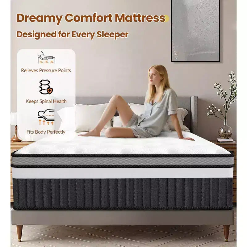 Materasso King Size Ibrido in Scatola, Materasso in Memory Foam 35cm per Sonno Confortevole e Sollievo dalla Pressione, Certificato CertiPUR-US