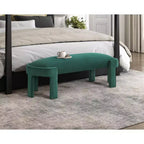 Panca moderna ed elegante imbottita in velluto con struttura in compensato, lussuoso pouf ovale confortevole per camera da letto, ingresso