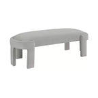 Panca moderna ed elegante imbottita in velluto con struttura in compensato, lussuoso pouf ovale confortevole per camera da letto, ingresso