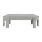 Panca moderna ed elegante imbottita in velluto con struttura in compensato, lussuoso pouf ovale confortevole per camera da letto, ingresso