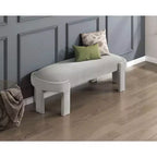 Panca moderna ed elegante imbottita in velluto con struttura in compensato, lussuoso pouf ovale confortevole per camera da letto, ingresso