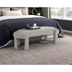 Panca moderna ed elegante imbottita in velluto con struttura in compensato, lussuoso pouf ovale confortevole per camera da letto, ingresso