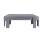 Panca moderna ed elegante imbottita in velluto con struttura in compensato, lussuoso pouf ovale confortevole per camera da letto, ingresso