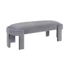 Panca moderna ed elegante imbottita in velluto con struttura in compensato, lussuoso pouf ovale confortevole per camera da letto, ingresso